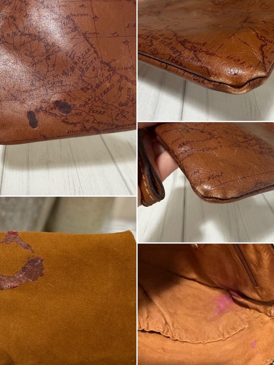 Patricia Nash Cassini Signature Map Print Brown Leather Wristlet Pouch - Picture 5 of 8